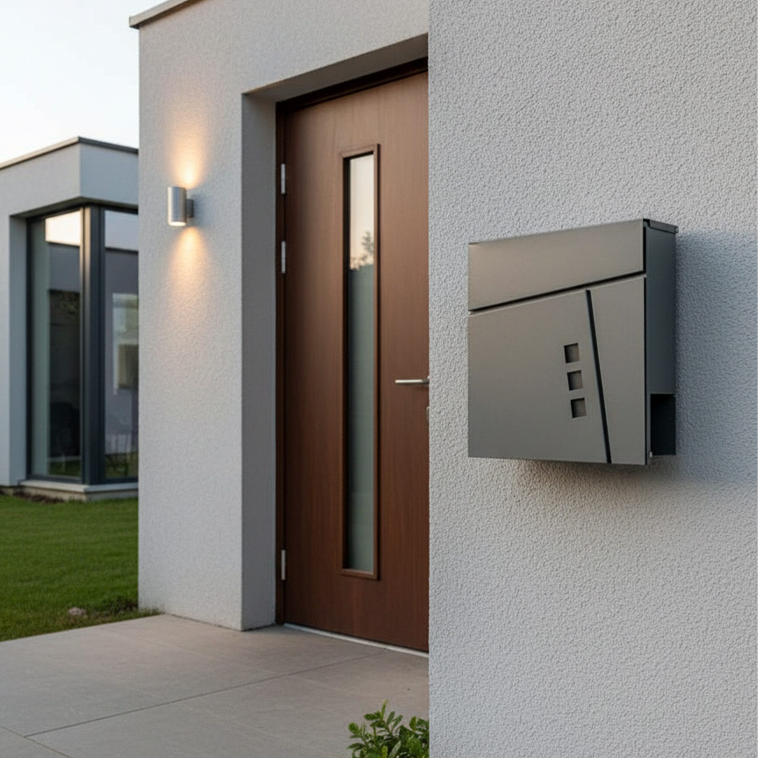 relaxdays Wandbriefkasten Briefkasten mit Zeitungsfach, Anthrazit