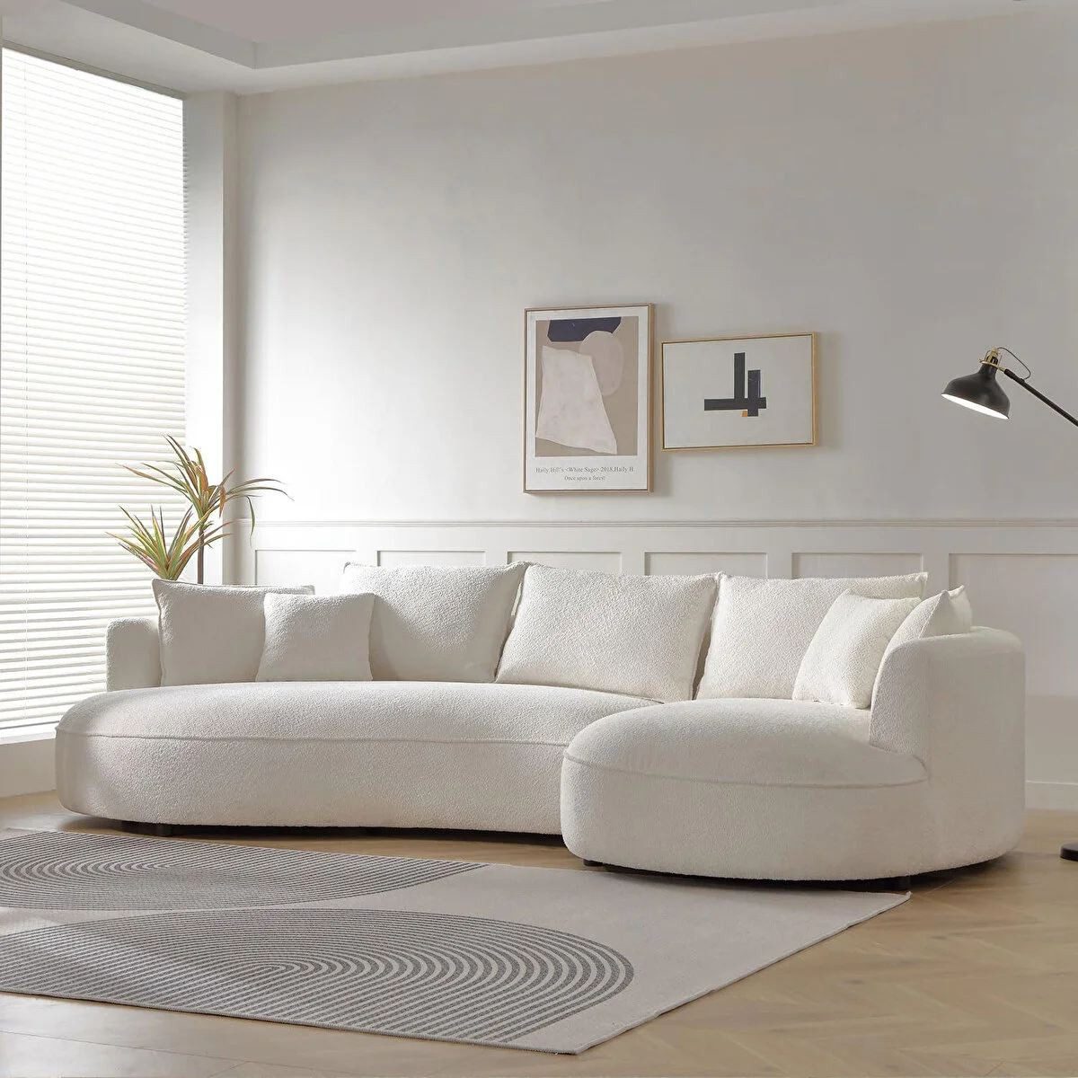 Skye Decor Ecksofa, Großes L Sofa mit Bouclé-Bezug – 30 DNS Schaum, pflegeleicht