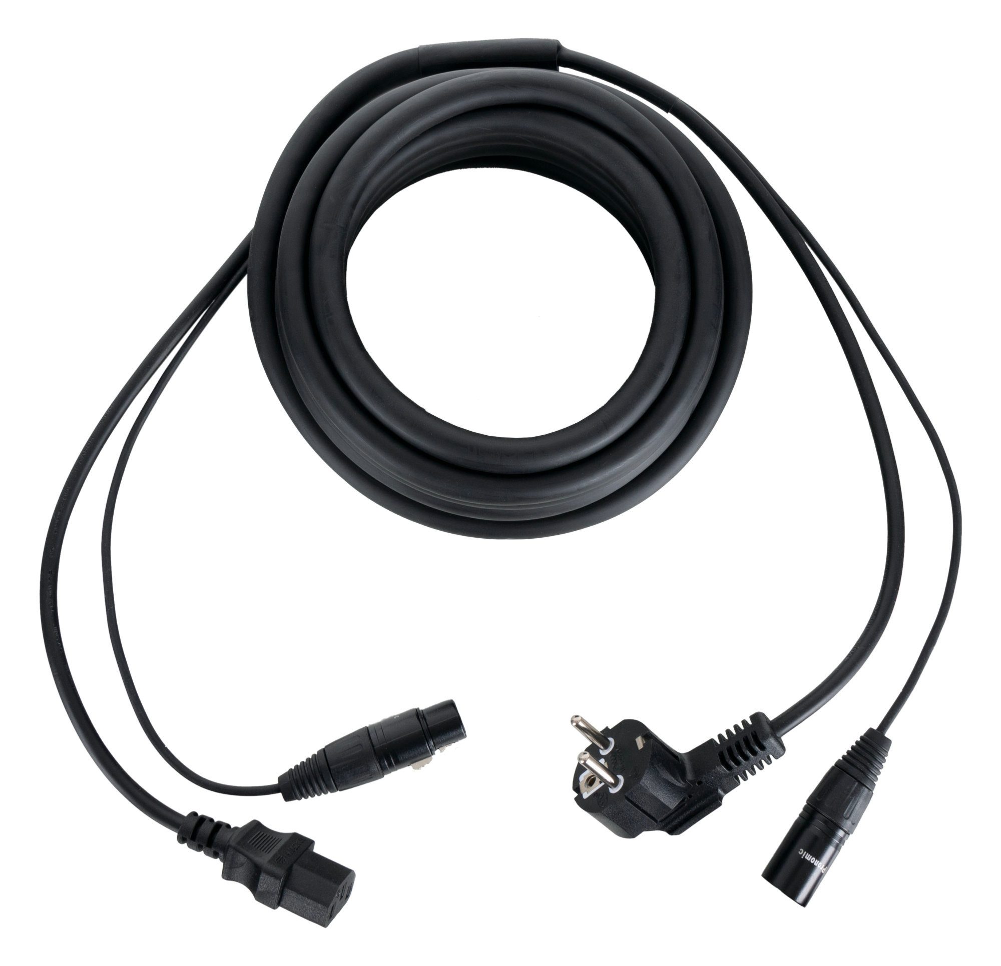 Pronomic EUIECD-10 Hybridkabel Kaltgeräte/DMX 10 m Lampen-Verbindungskabel, (1000 cm), Hybridkabel für Kaltgeräte und DMX, Länge 10 m