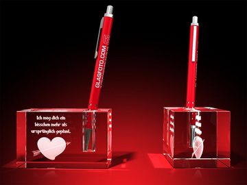 GLASFOTO.COM Dekofigur Stifthalter mit Herz + Ich mag dich Valentinstag