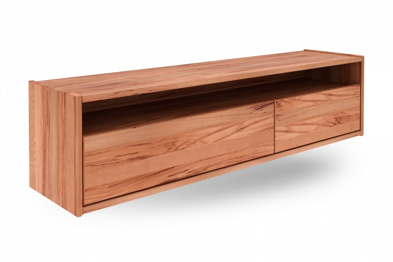Natur24 Hängeschrank Wandschrank Zigo Kernbuche 148x34x37 mit 2 Schubladen und 1 Fach