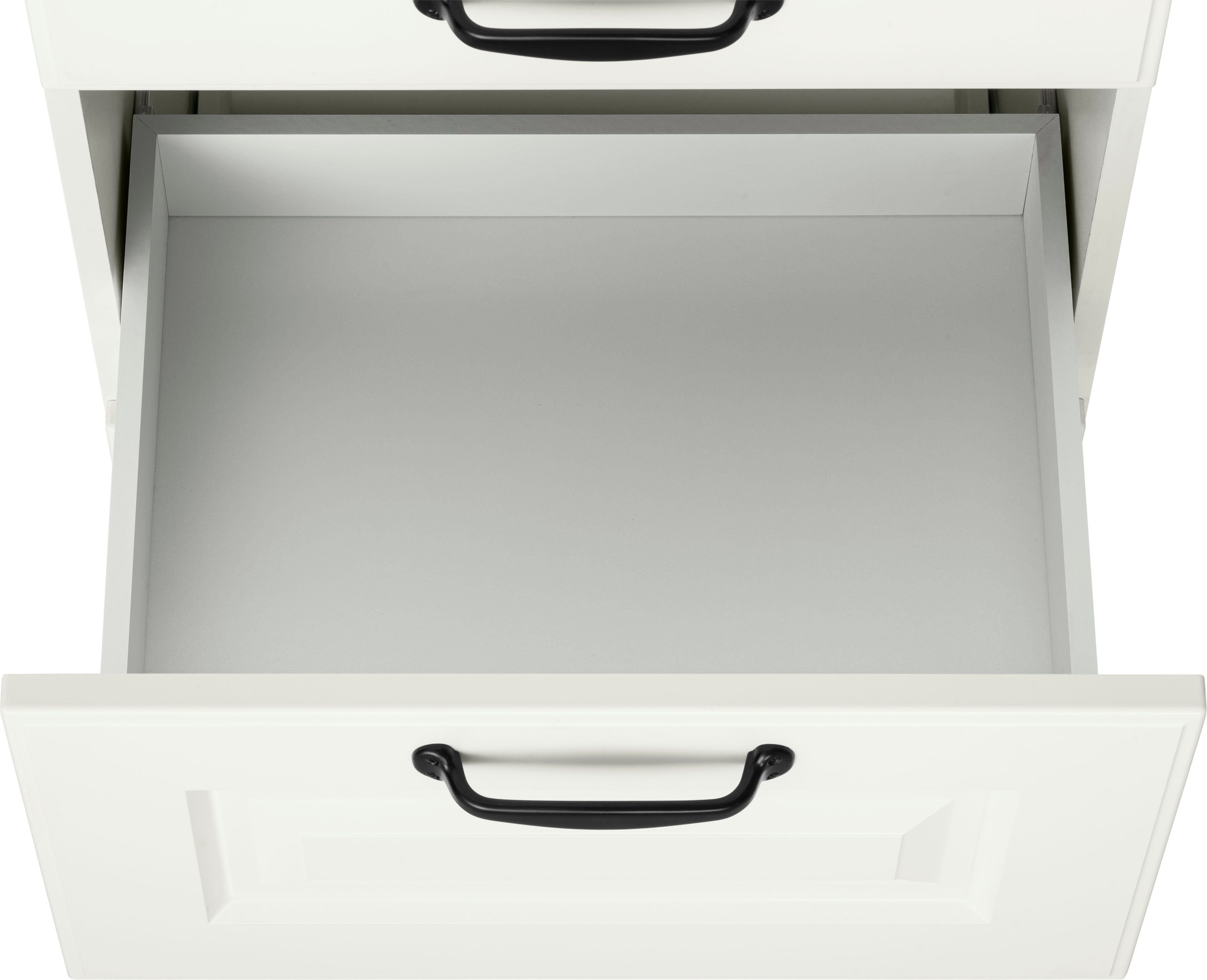wiho Küchen Auszugsunterschrank Erla 50 großen | 2 mit ohne Auszügen, Kassettenfront, Weiß/Weiß Arbeitsplatte Weiß cm breit