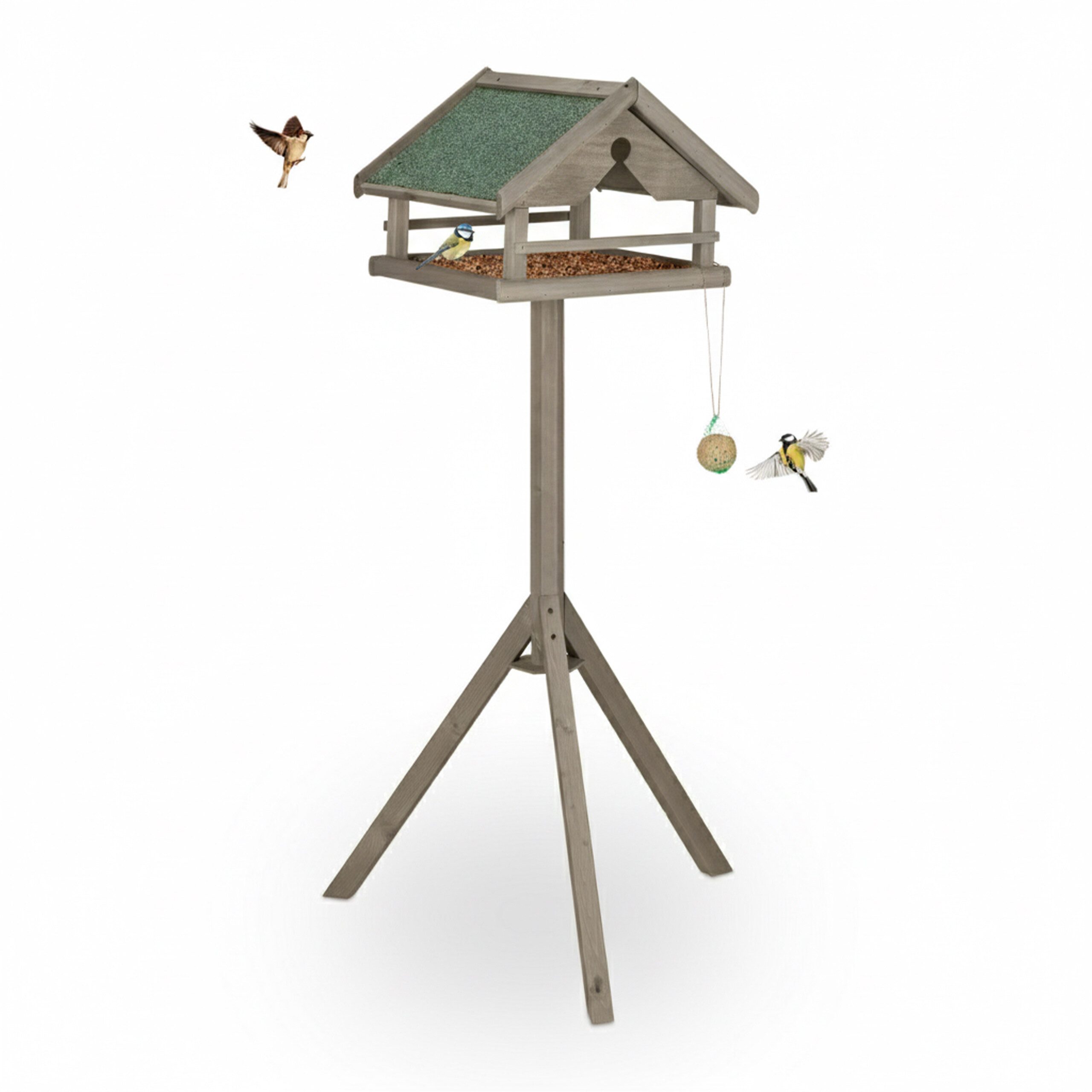 relaxdays Vogelhaus Vogelfutterhaus mit Dreibein, braun günstig online kaufen