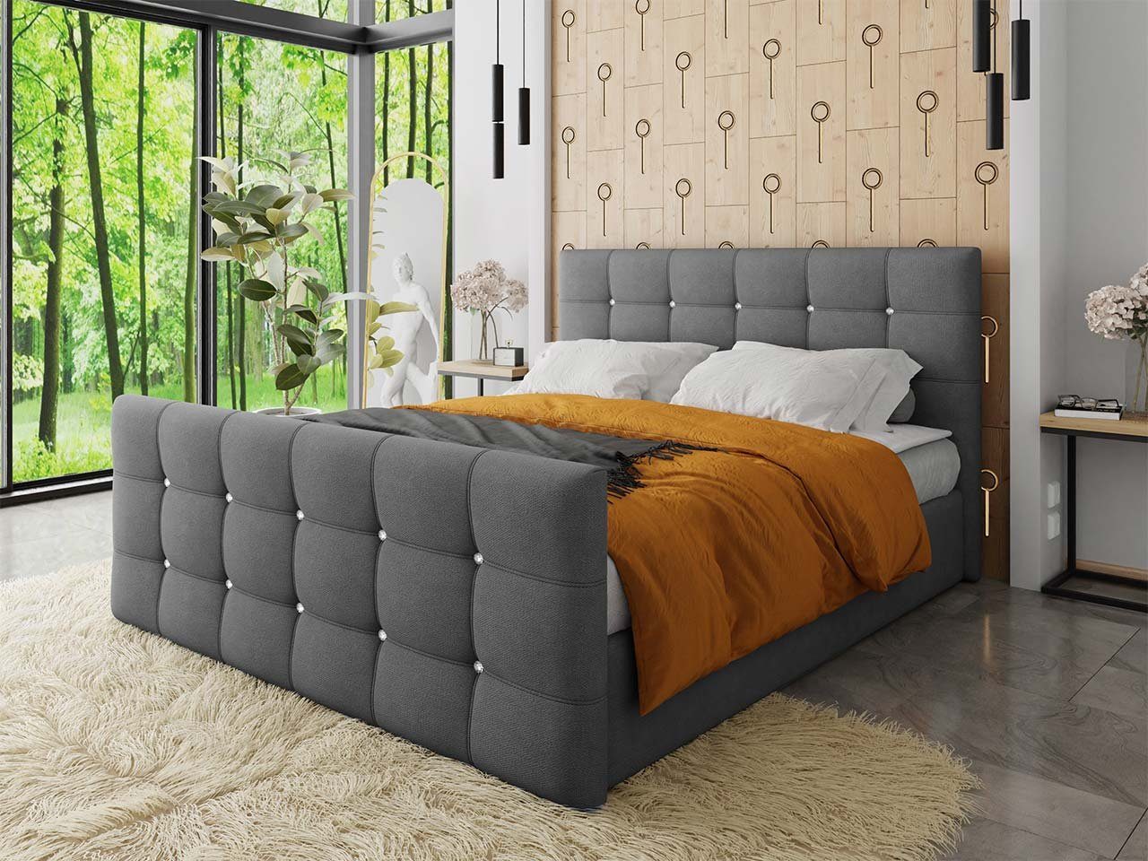 MIRJAN24 Boxspringbett Palus (Matratze und Topper), Continentalbett mit Kopfteil und 2 Bettkästen