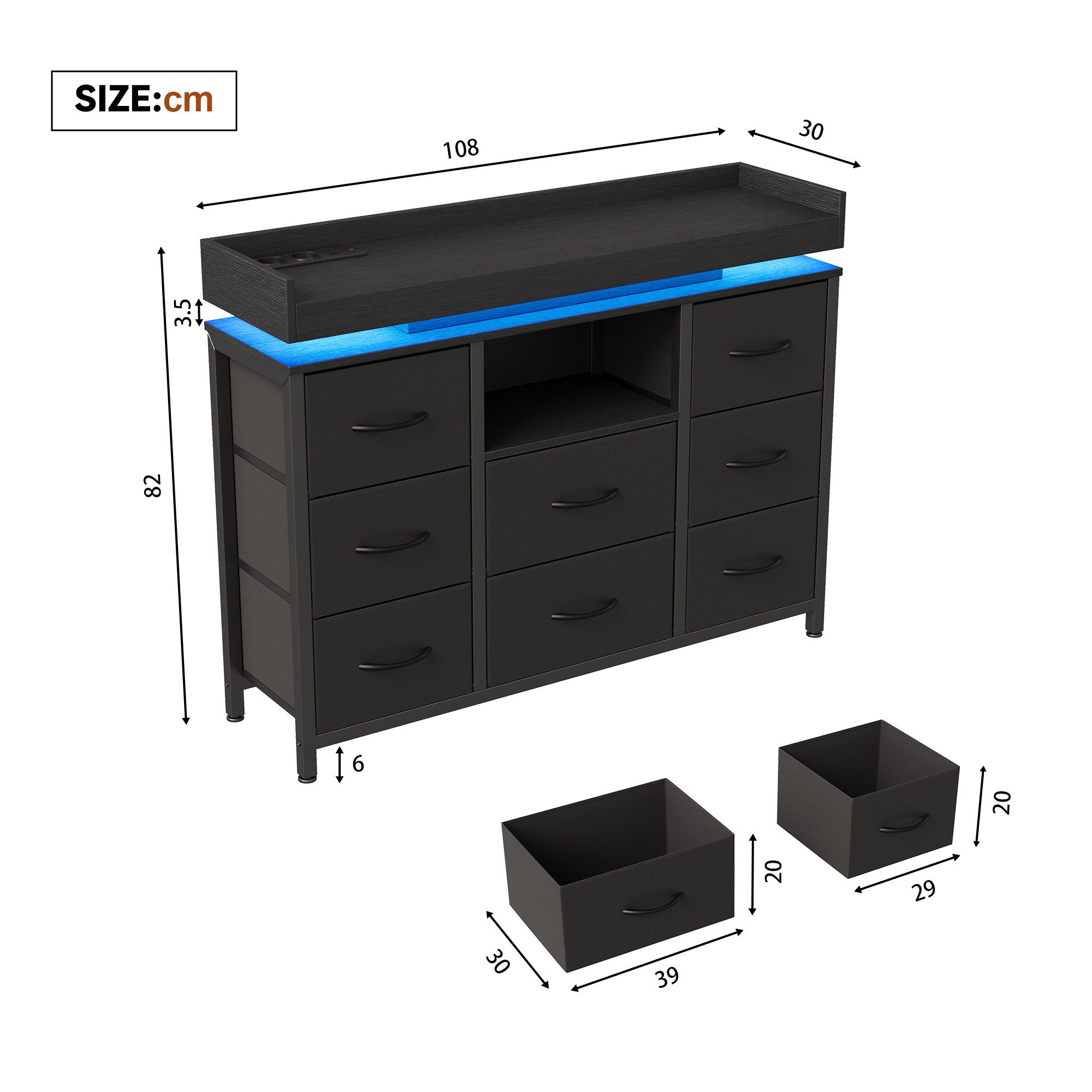 Simurq Kommode Moderne Kommode Sideboard Schubladen Stauraumschrank Beistellschrank