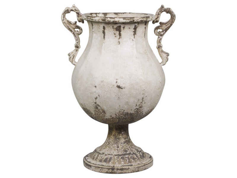 Chic Antique Pflanzkübel Franz. Übertopf auf Fuß H45/D26 cm antique creme Vintage Pokal (1 St)