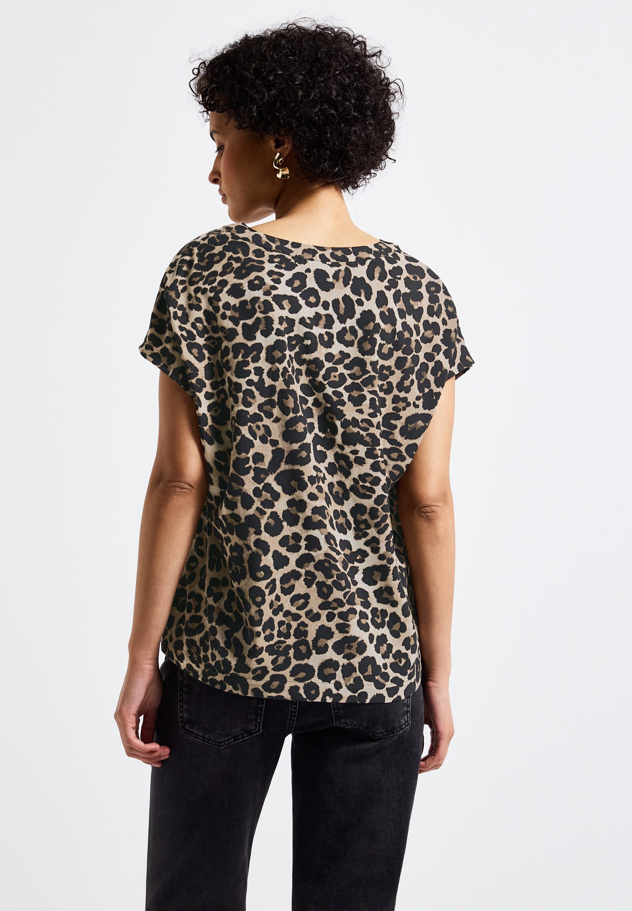 STREET ONE Kurzarmbluse mit Leoparden Muster günstig online kaufen