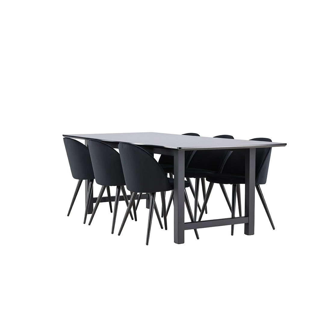 ebuy24 Essgruppe Oslo Essgruppe Esstisch 100x220cm schwarz und 6 Sk, (7-tlg) – Bild 3 von 5