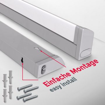 B.K.Licht Lichtleiste, LED fest integriert, Neutralweiß, Unterbaulampe, Schrank-Lampe, schwenkbar, Küchenleiste, silber, 8W