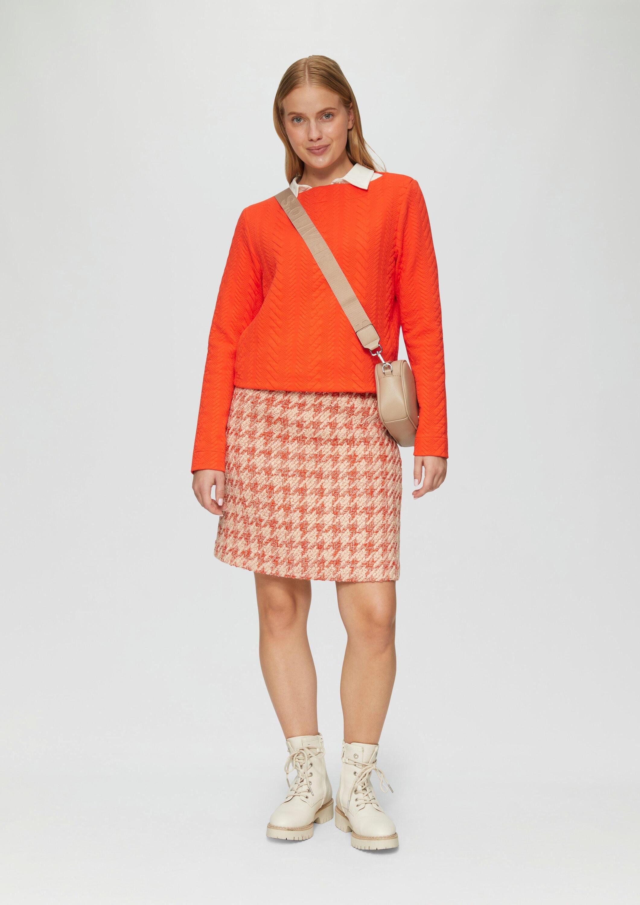 s.Oliver Sweatshirt Sweatshirt Strukturiertes Jacquard-Sweatshirt mit U-Boot-Ausschnitt