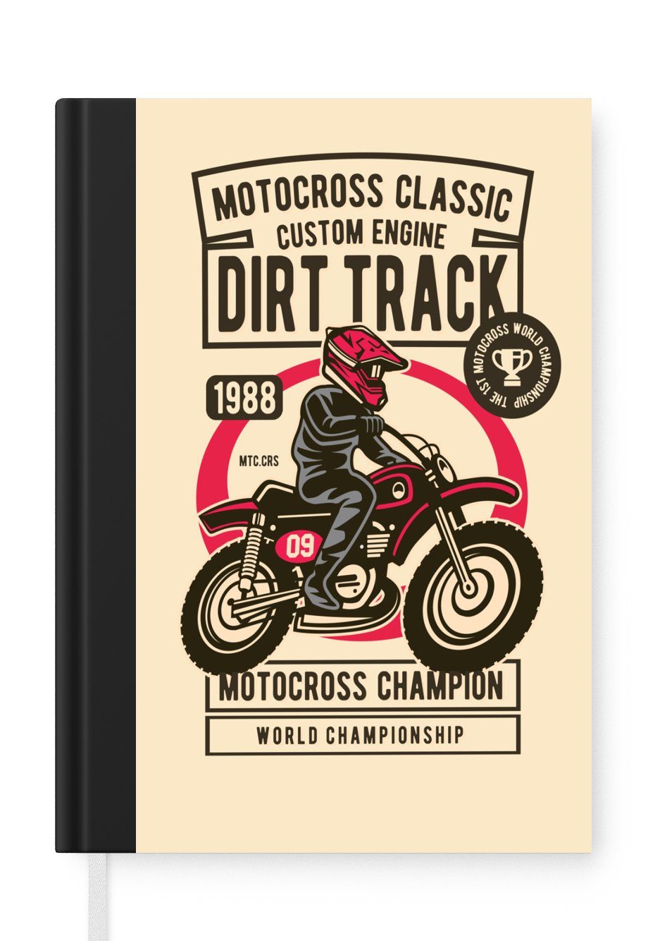 MuchoWow Notizbuch Motocross - Mann - Kleidung - Retro, Journal, Merkzettel, Tagebuch, Notizheft, A5, 98 Seiten, Haushaltsbuch