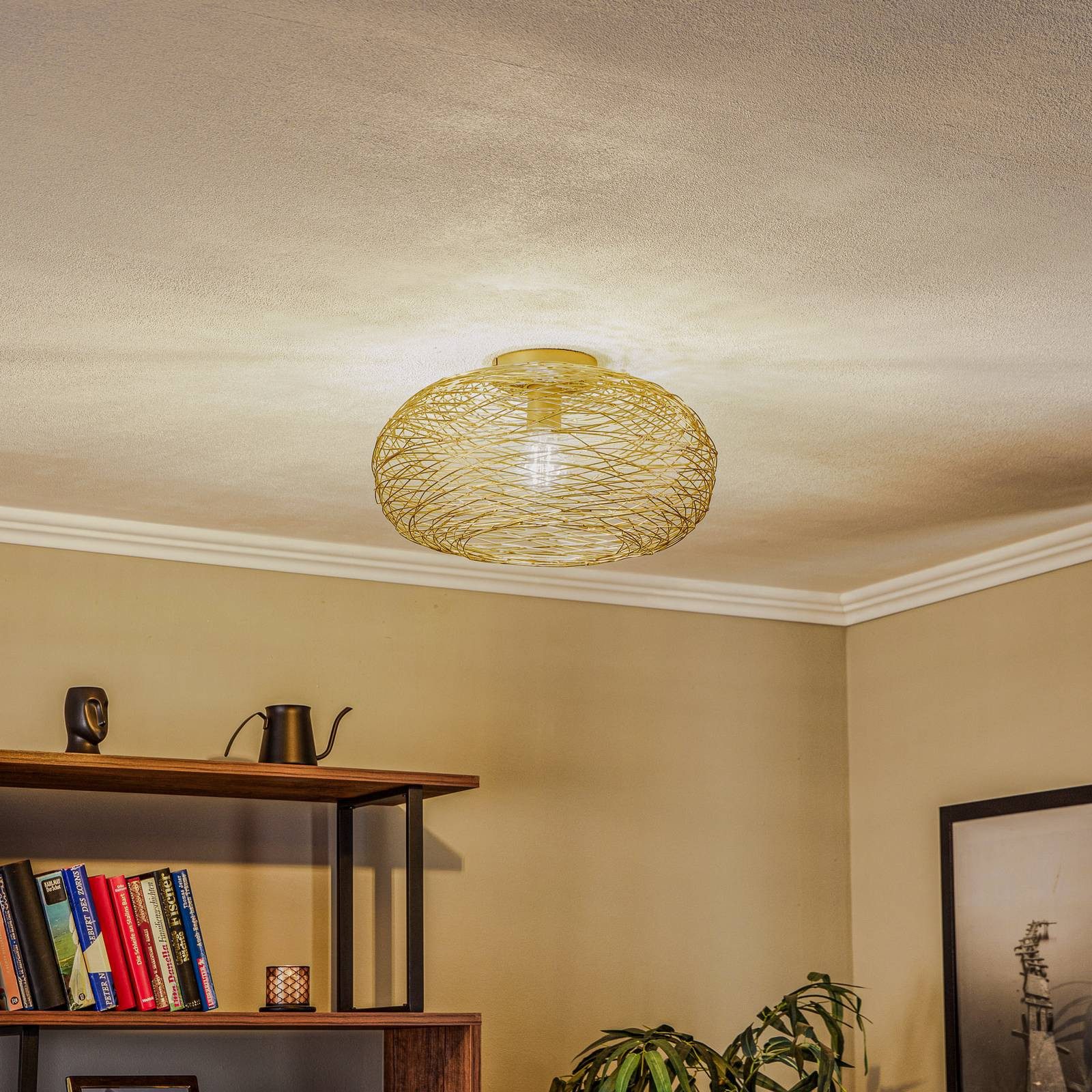 Lindby Deckenleuchten Kaviya, Metall, Gold / Messing IP20, 1 x 15 W LED