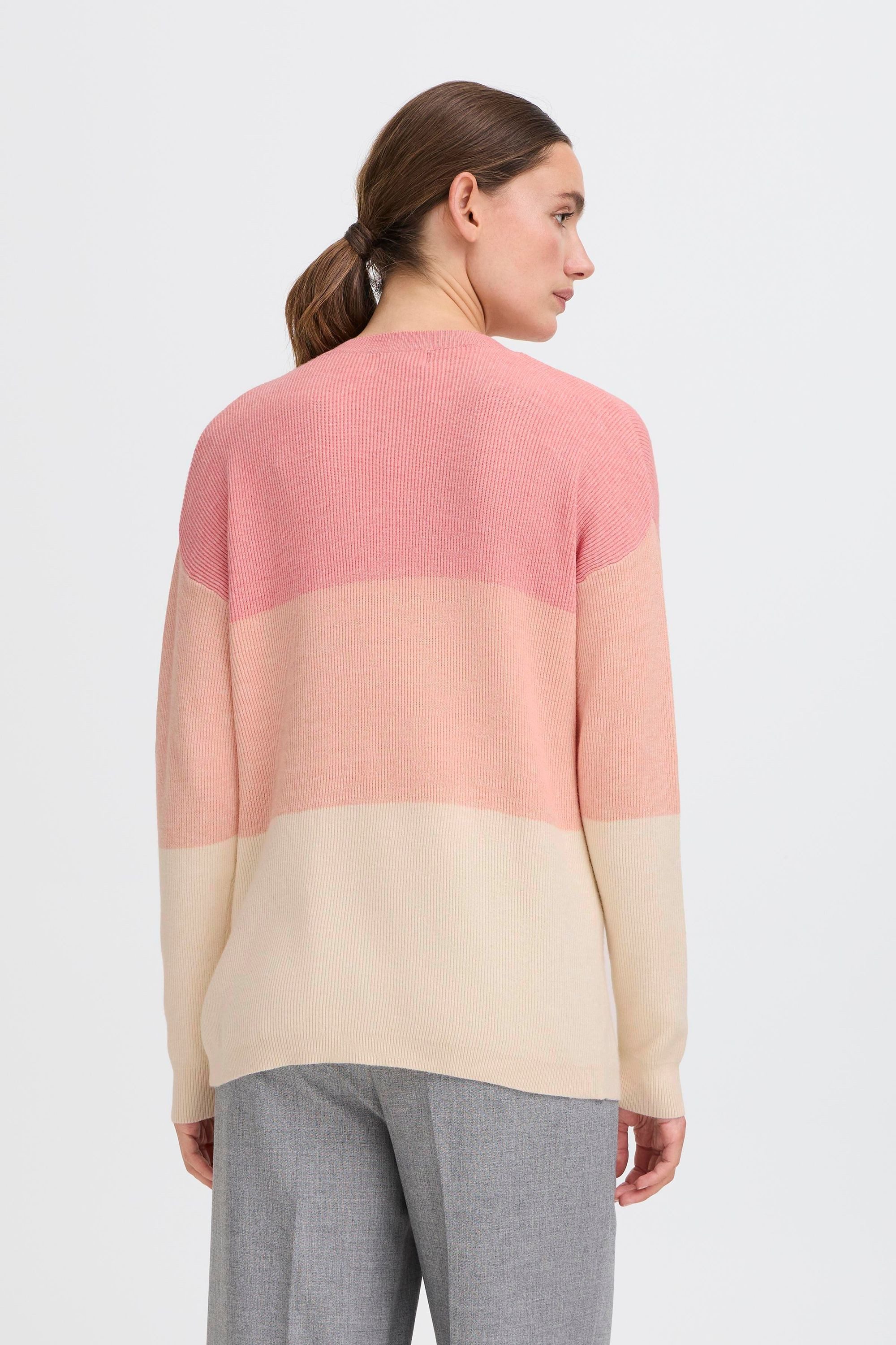 OXMO Strickpullover OXIManny Gerippter Feinstrick-Pullover in Colorblock-Optik