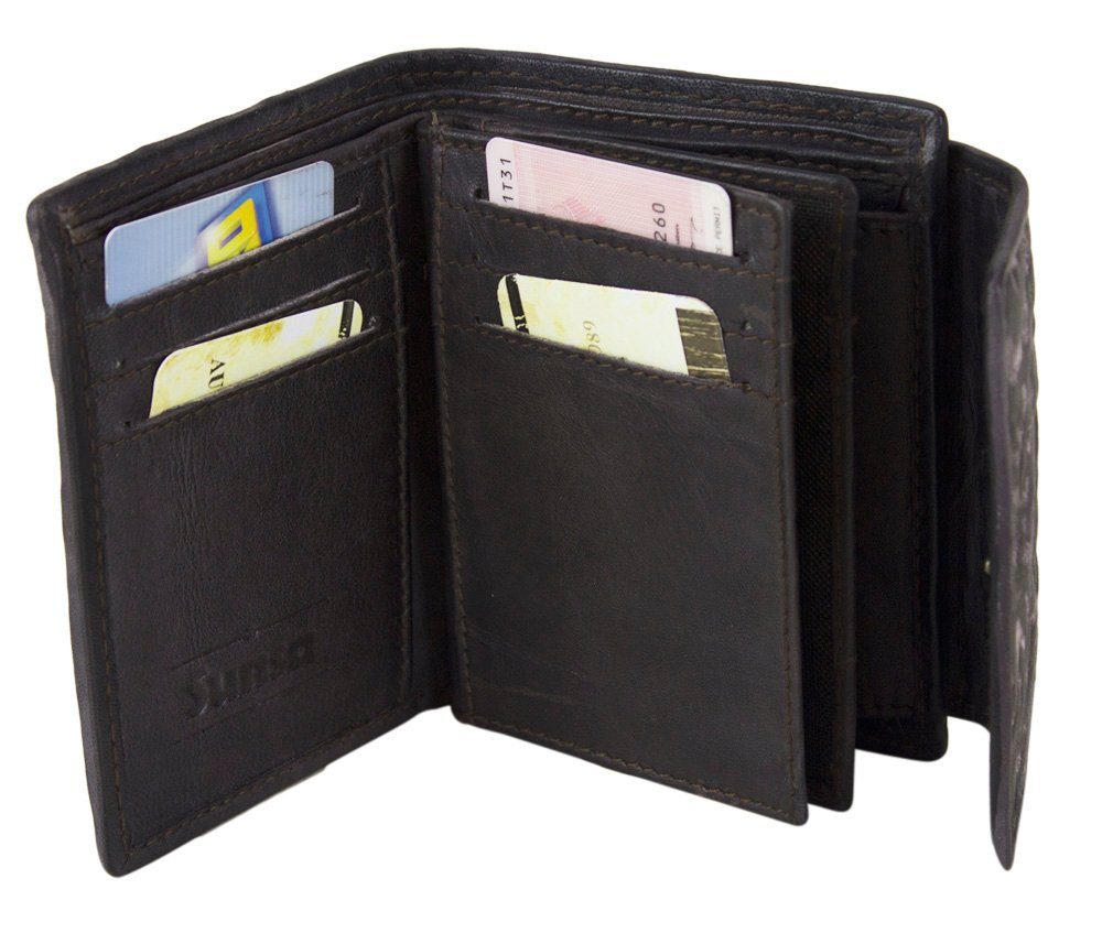 Sunsa Geldbörse Kleine Leder Geldbeutel RFID-Schutz, Vintage mit Vintage Portemonnaie Damen, Leder, zeitlos echt Brieftasche Style, D.braun