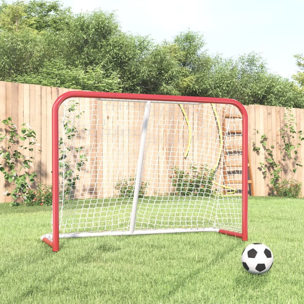 furnicato Hockeytor 153 x 60 x 118 cm Rot und Weiß (1 St), Stabiles Trainingsziel mit pulverbeschichtetem Stahlrahmen für Garten