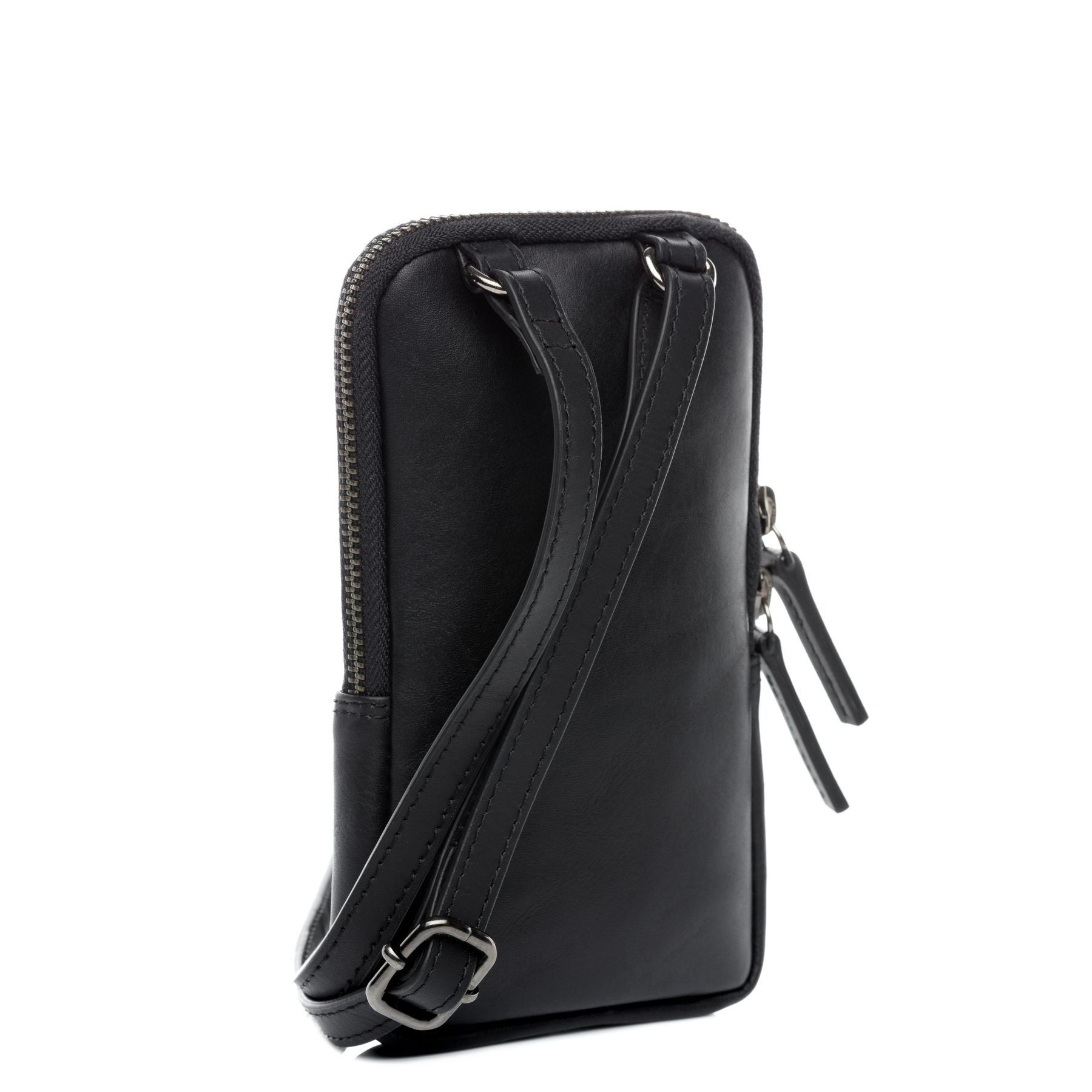 FEYNSINN Bauchtasche echt Leder iPhone XS schwarz, Handytasche iPhone XS echt Leder Unisex, Umhängetasche schwarz