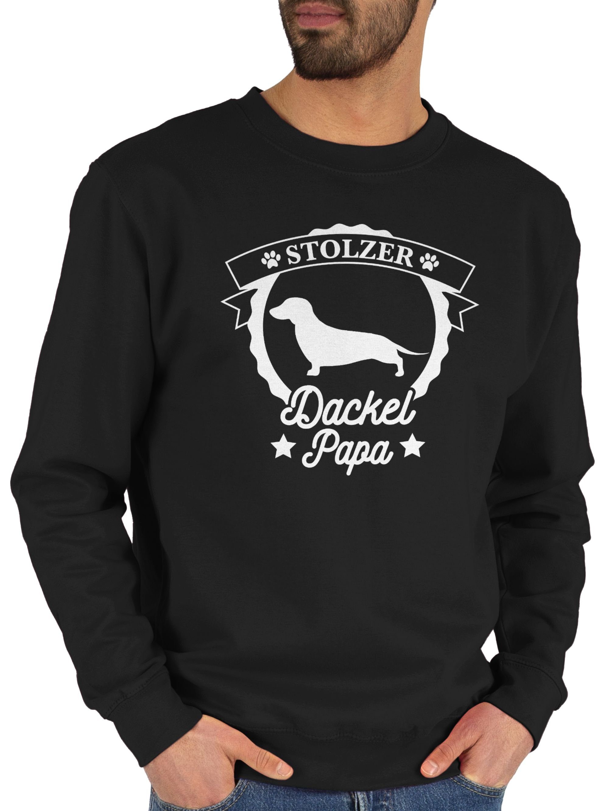 Shirtracer Sweatshirt Stolzer Dackel Papa 2 Schwarz Hundebesitzer für (1-tlg) Geschenk