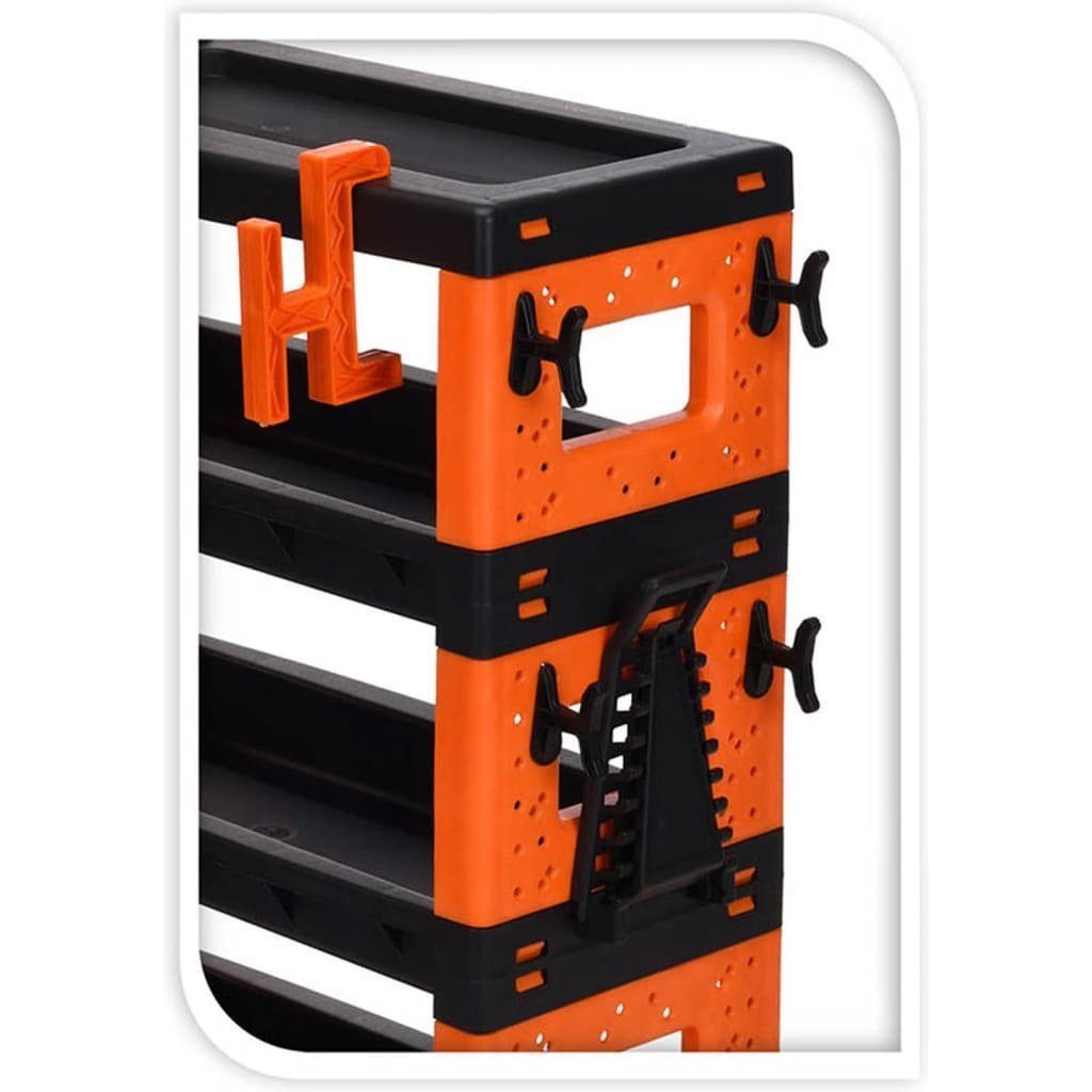 Werkzeugwagen Schwarz FX-Tools 4 Fächern Rollwagen mit Orange und
