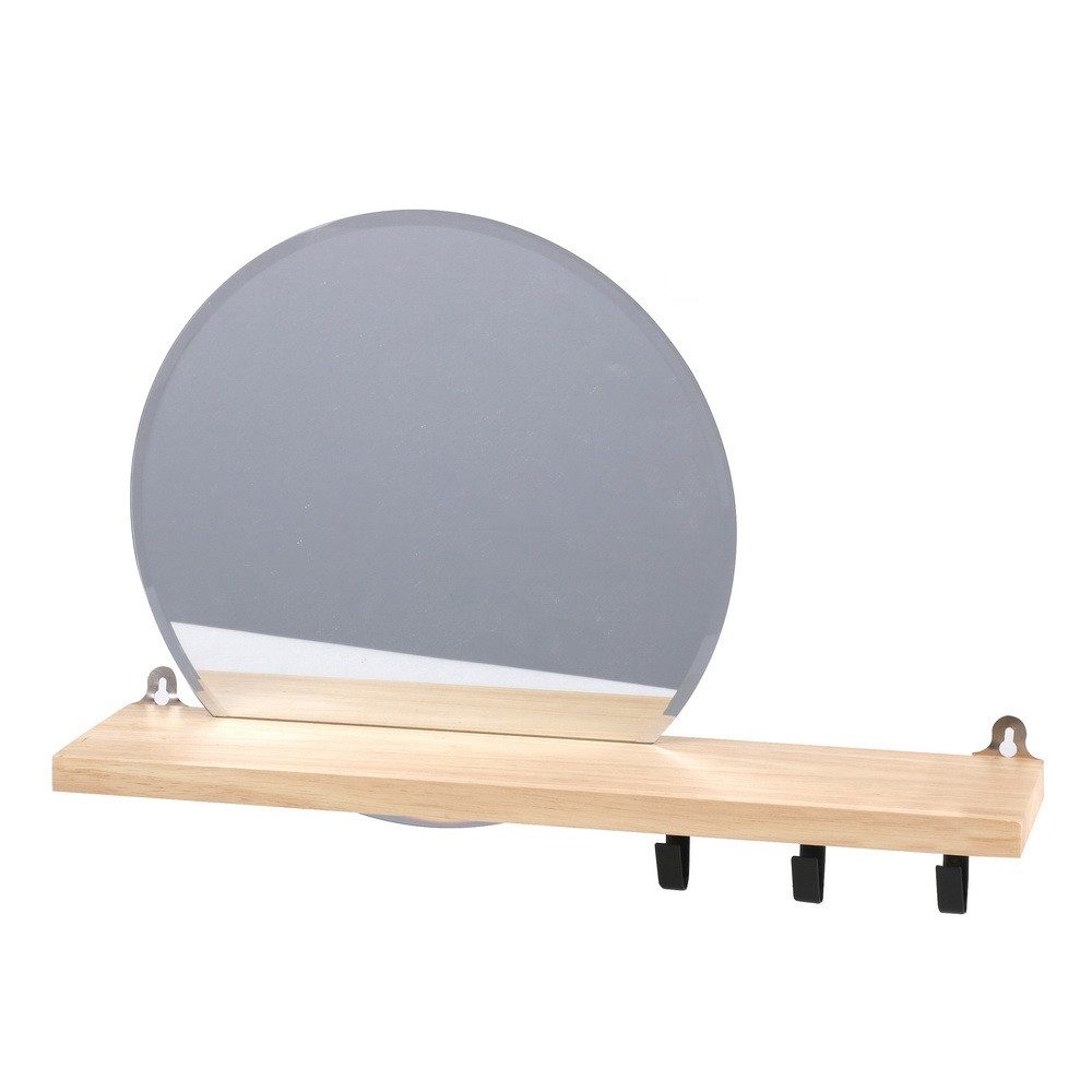 Urban Living Wandspiegel Holzregal mit Rundspiegel günstig online kaufen