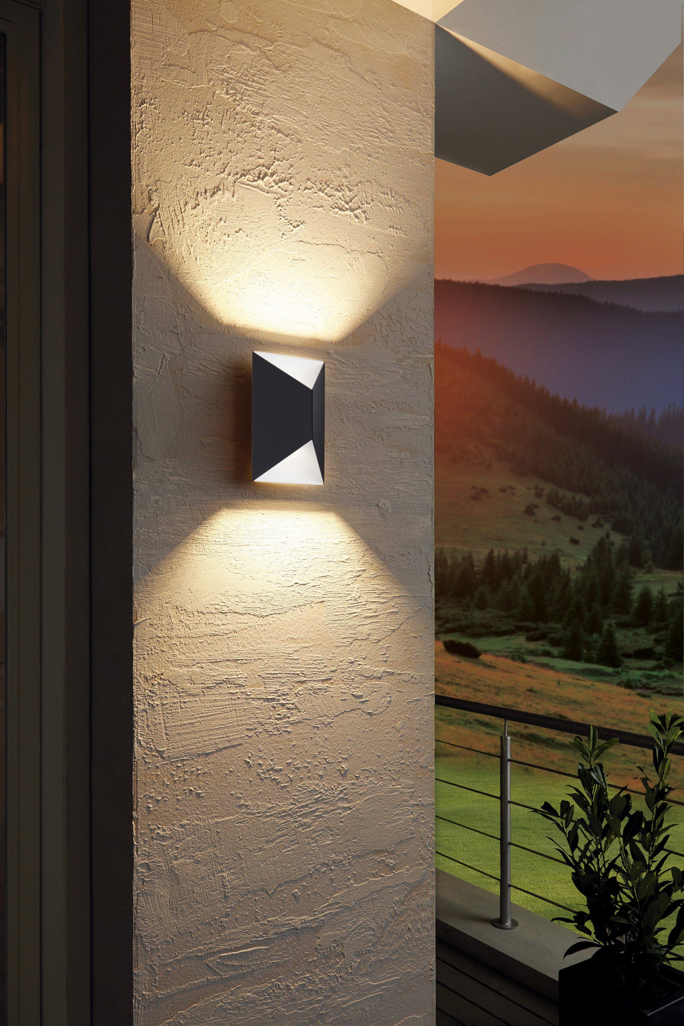 LED Außen-Wandleuchte fest EGLO tauschbar Warmweiß, Predazzo, integriert, LED Eckmontage möglich, LED