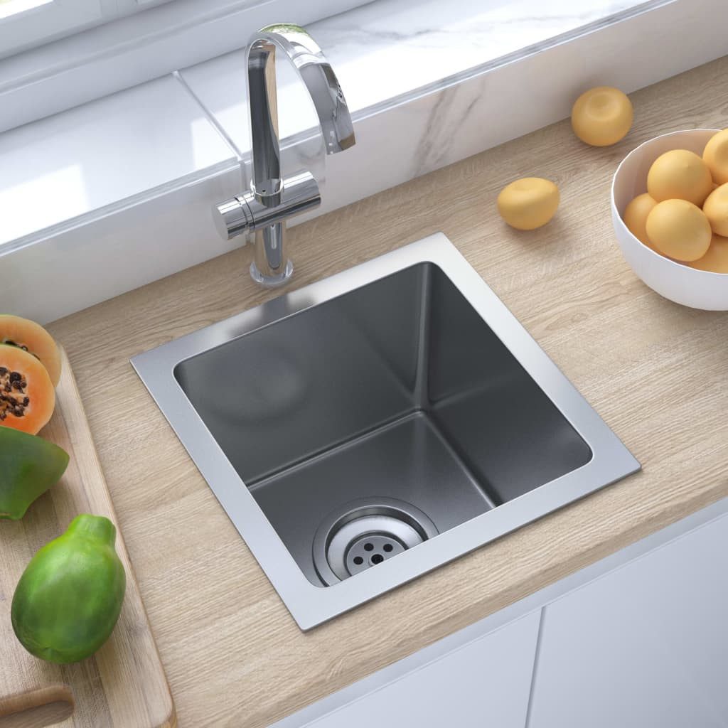 vidaXL Küchenspüle Variante 3 Küche Spülbecken Einbauspüle aus Handgefertigtem Edelstahl, 30/30 cm