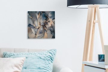 OneMillionCanvasses® Leinwandbild Marmor - Grau - Blau - Luxus - Gold, (1 St), Leinwand Bilder für Wohnzimmer Schlafzimmer