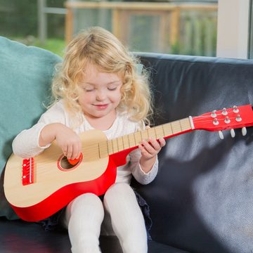 New Classic Toys® Spielzeug-Musikinstrument Gitarre - natur/rot Kindergitarre Kinder-Instrument Musikspielzeug