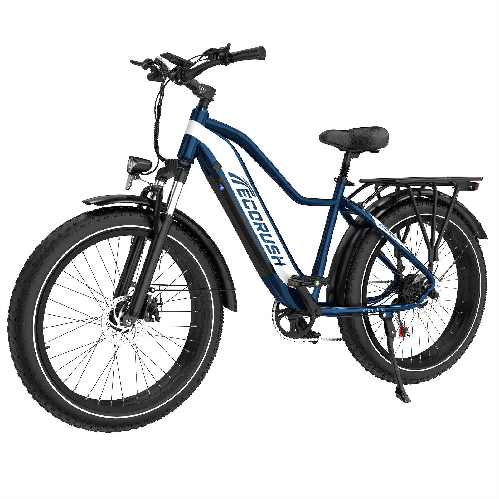ECORUSH E-Bike Trekkingrad 26*4,0 Zoll Elektrofahrrad 48V13Ah bis zu 100km, 7 Gang shimano, Kettenschaltung, 250W Heckmotor, 624 Wh, (1 tlg), Pedelec MTB E Mountainbike für Damen u. Herren