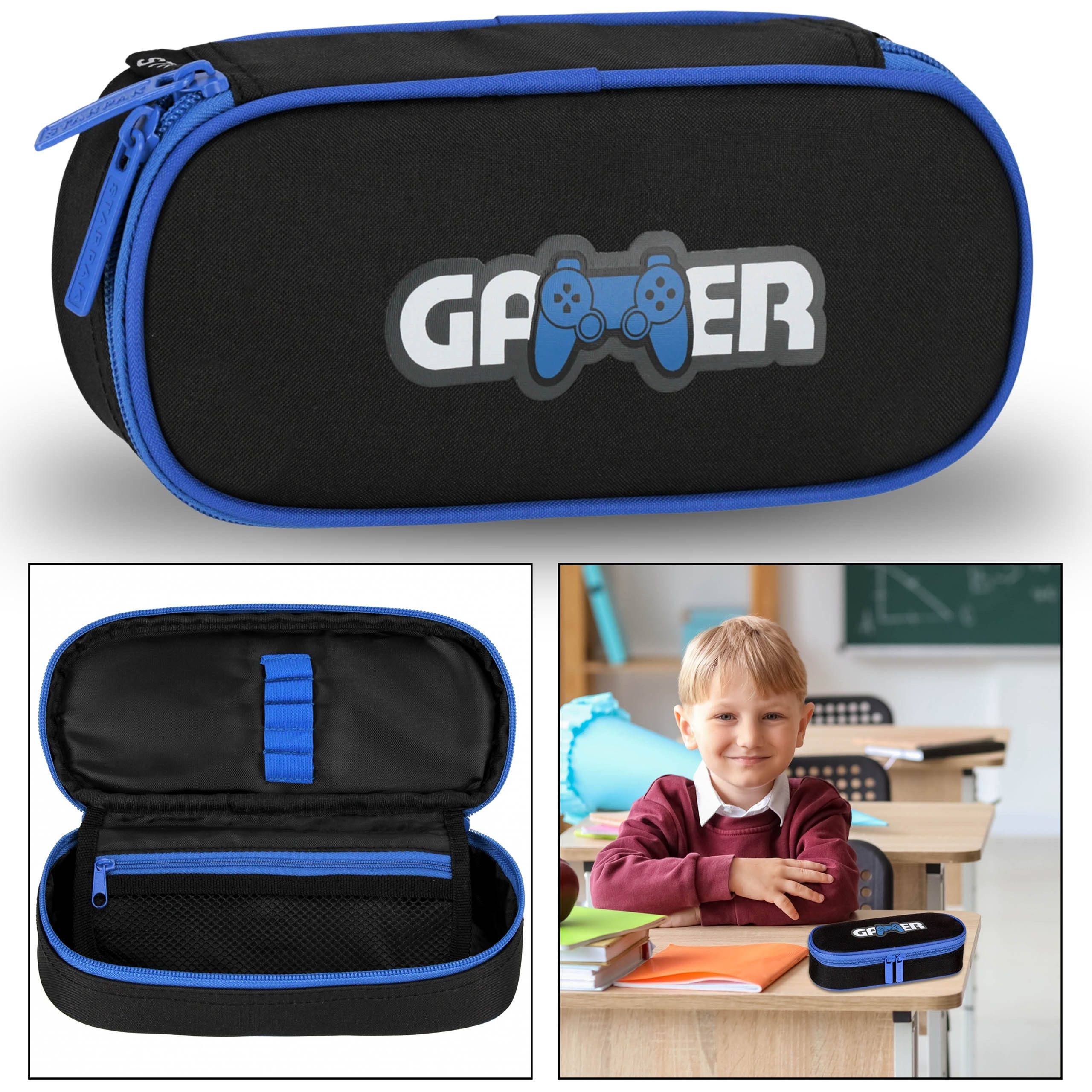 Sarcia.eu Federmäppchen Schwarz-blaues Gaming Schulmäppchen für Jungen 5x22x10cm