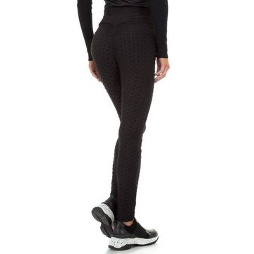 Ital-Design Leggings Damen Sport Stretch Sportleggings in Schwarz