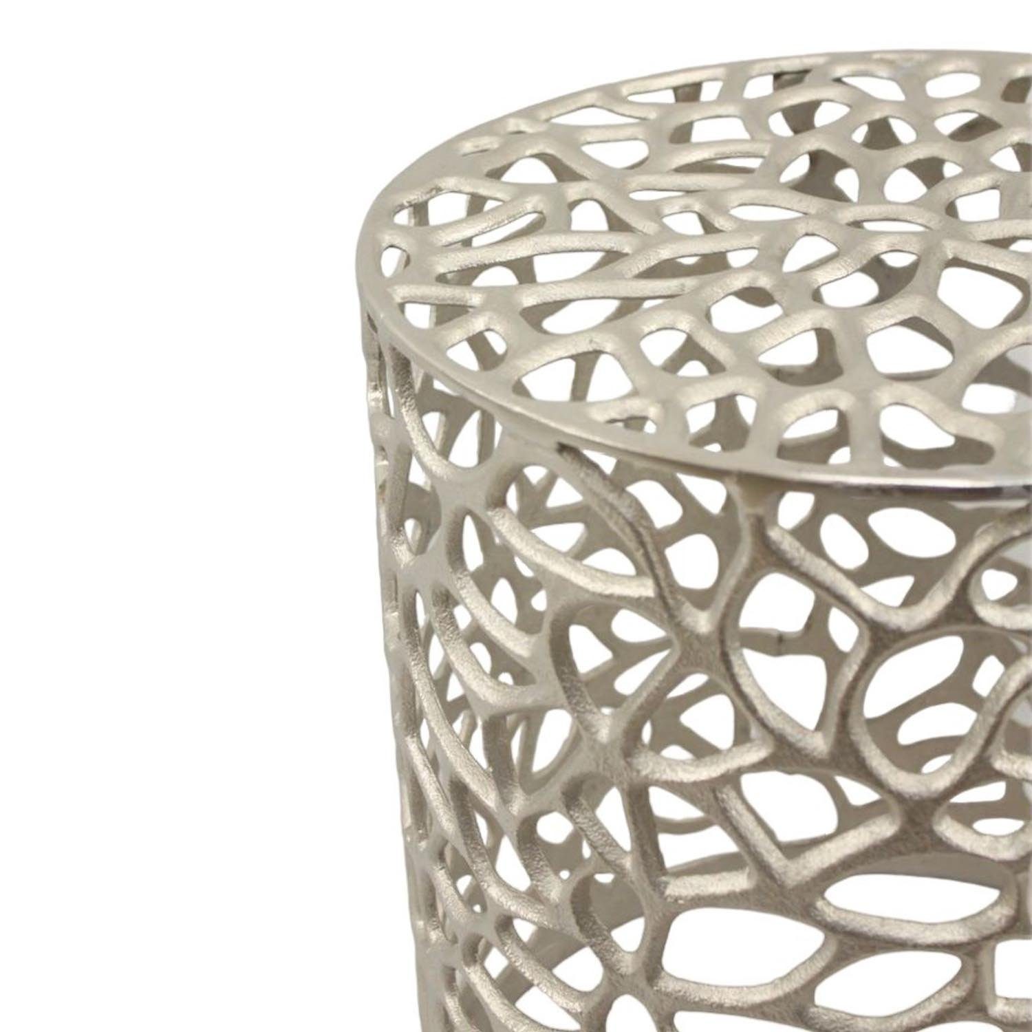 Casa Moro Beistelltisch Metall Tisch Dila Silber rund Designer Couchtisch Sofatisch (im 2er Set oder einzeln, aus Aluminium handgegossen), Kunsthandwerk