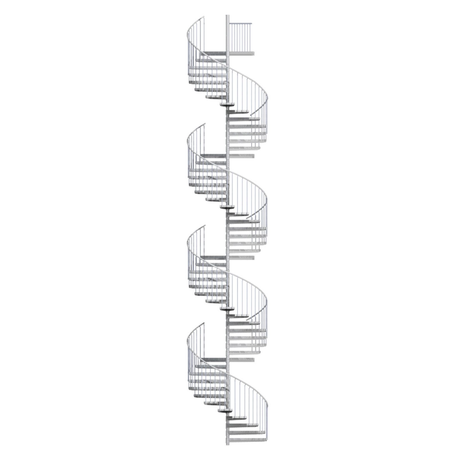 Scalant Außentreppe Spindeltreppe Scarvo XXL, für Geschosshöhen bis 971 cm, Stufen mit Streckgitter, (Durchmesser: 225 cm), Aluminium Verbindungselemente