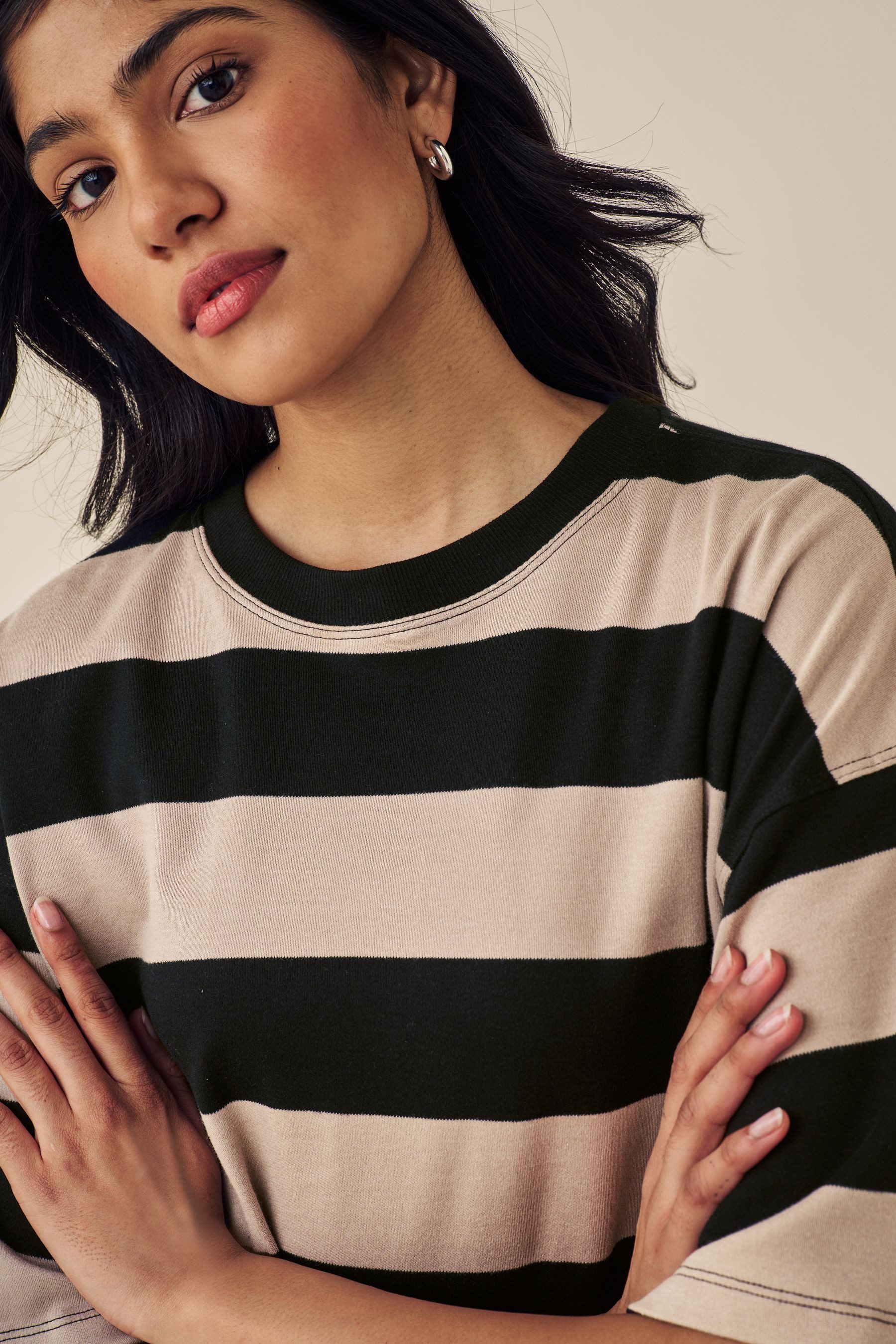 Next T-Shirt Kastiges Relaxed Fit Oversized-T-Shirt, Baumwolle (1-tlg)