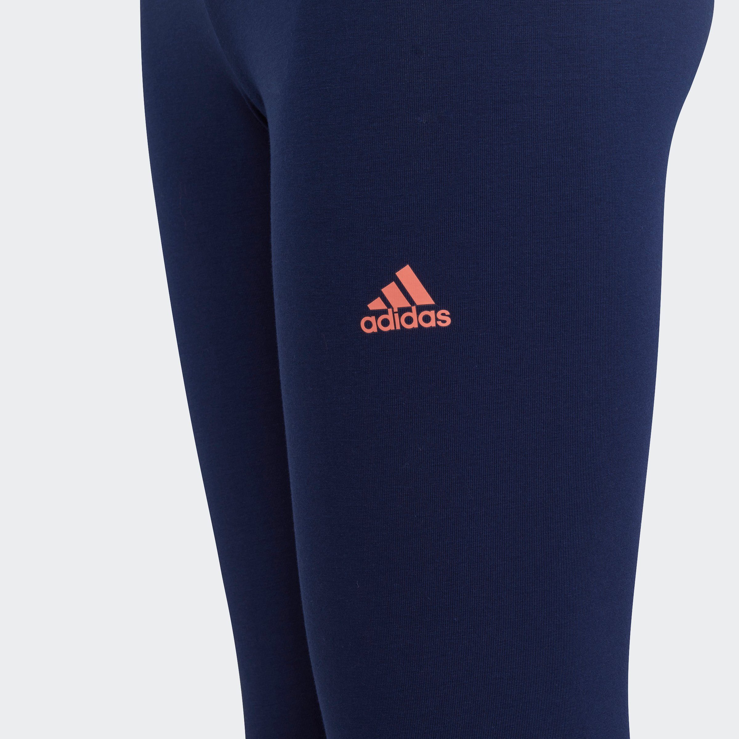 adidas Sportswear Trainingstights Fusion Coral Dark ESSENTIALS LINEAR LOGO Semi / COTTON (1-tlg) Blue