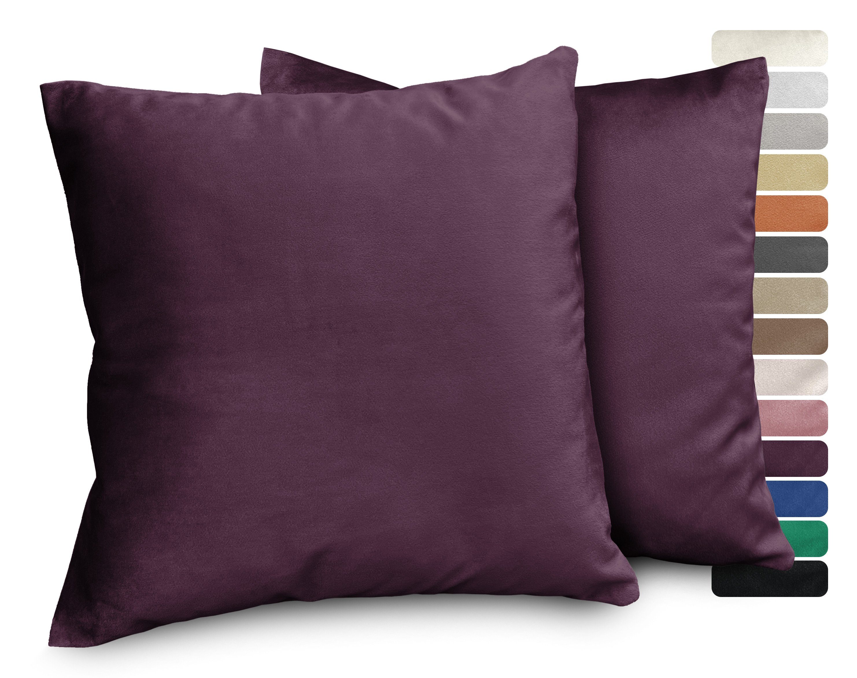 Beautex Kissenhüllen Samt 2er Set, Premium Kissenbezug, Sofa- und Dekokissen, (2 Stück), extra weich, viele Farben und Größen, verdeckter Reißverschluss