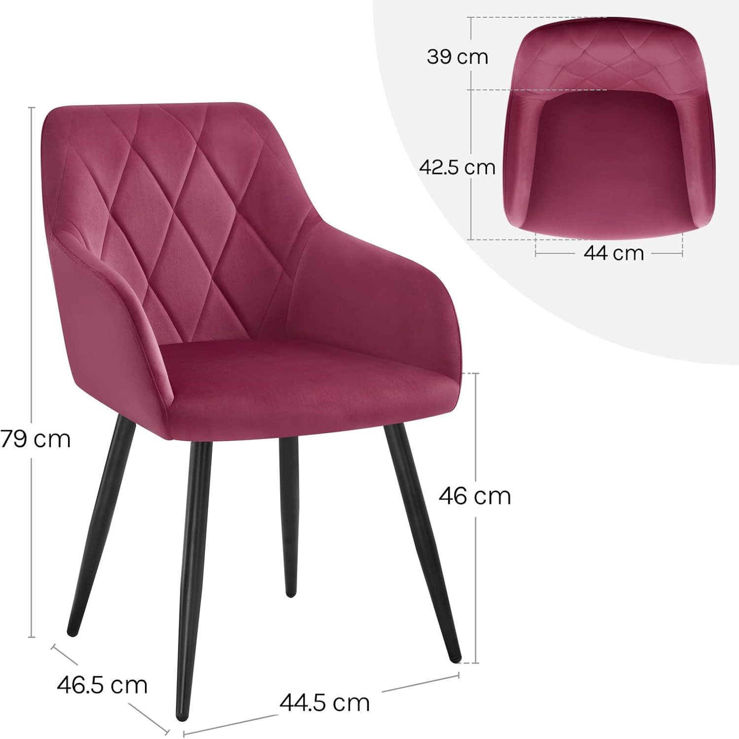 Woltu Esszimmerstuhl (2 St), Sessel mit Armlehne Rückenlehne mit Metallbeinen