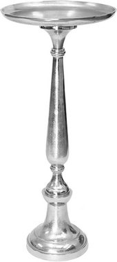 Dekoleidenschaft Dekosäule silber aus Metall, 78cm hoch, XXL Kerzenständer, Pflanzenständer, Antik Look