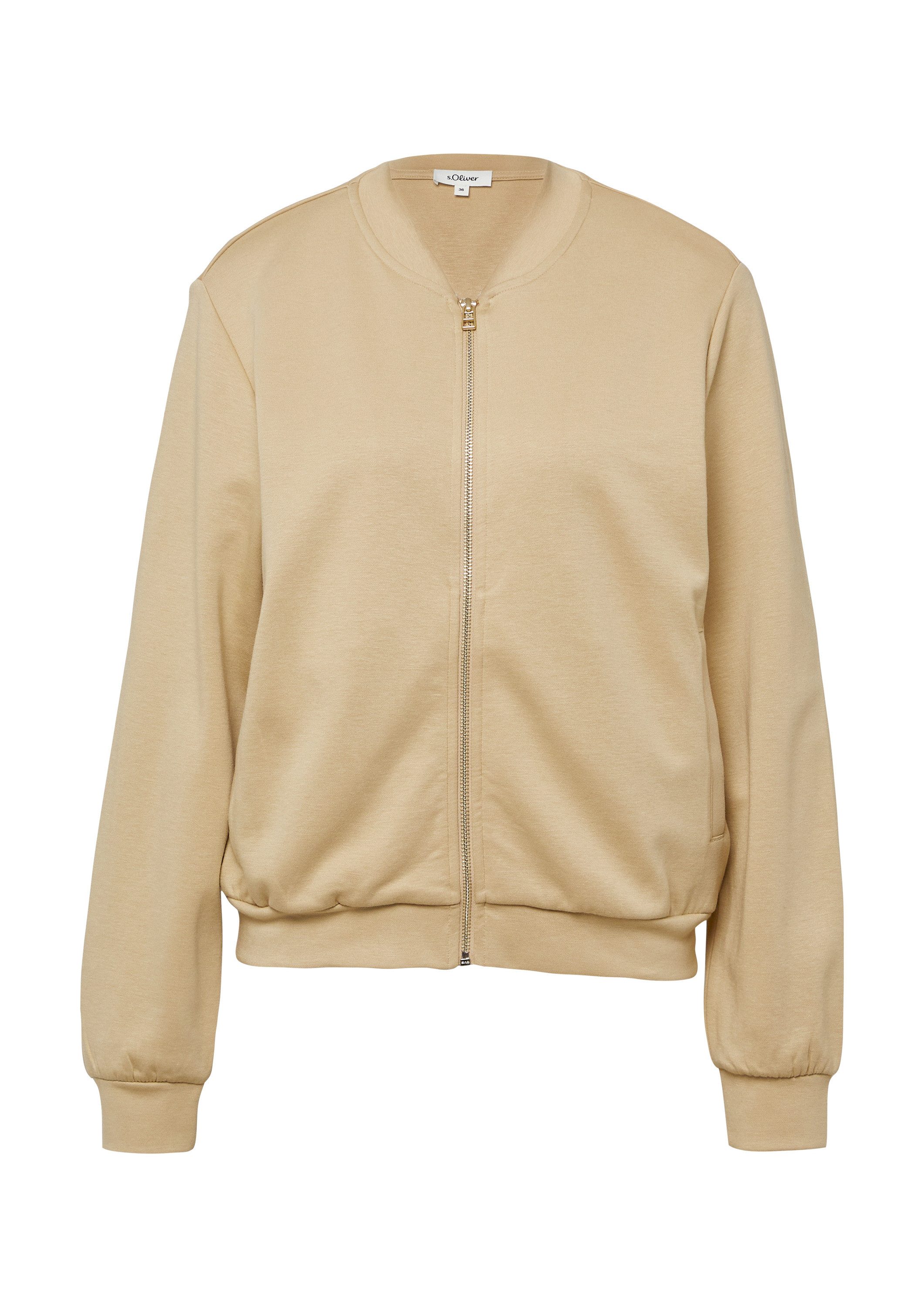 s.Oliver Sweatjacke Sweatshirt Jacke Weicher Interlock-Blouson mit Eingrifftaschen