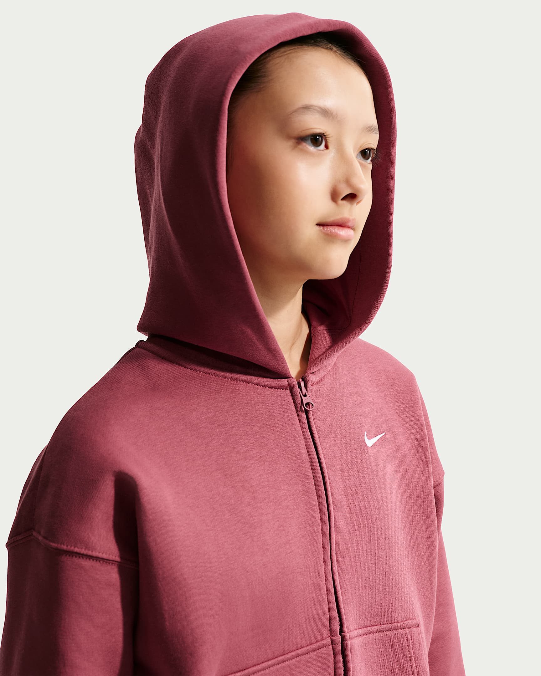 Nike Sportswear Kapuzensweatjacke G NSW STUDIO FLC OS FZ HD für Mädchen und Jugendliche