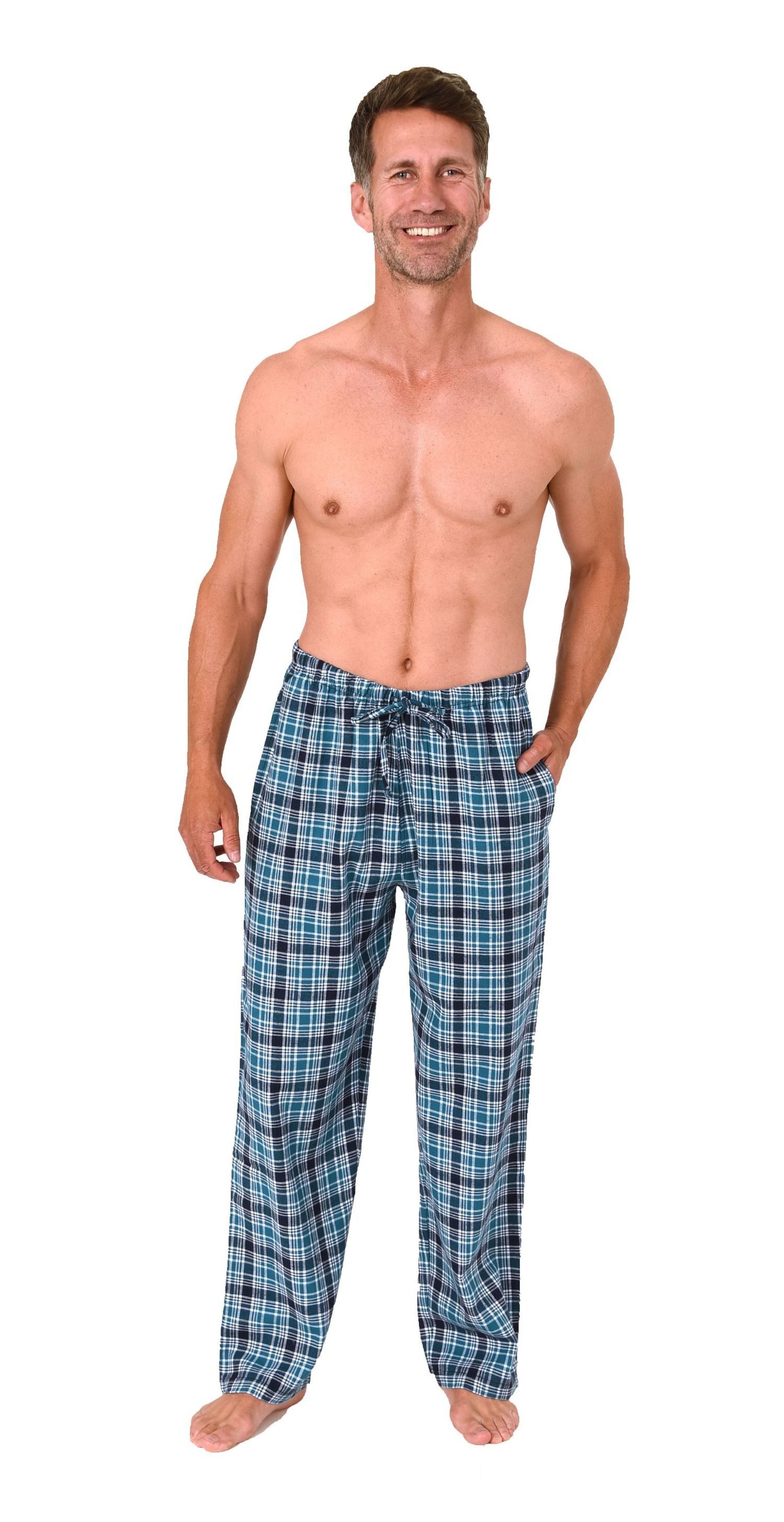 Normann Pyjama Normann Herren Flanell Schlafanzug Pyjama Hose in Karo Optik günstig online kaufen