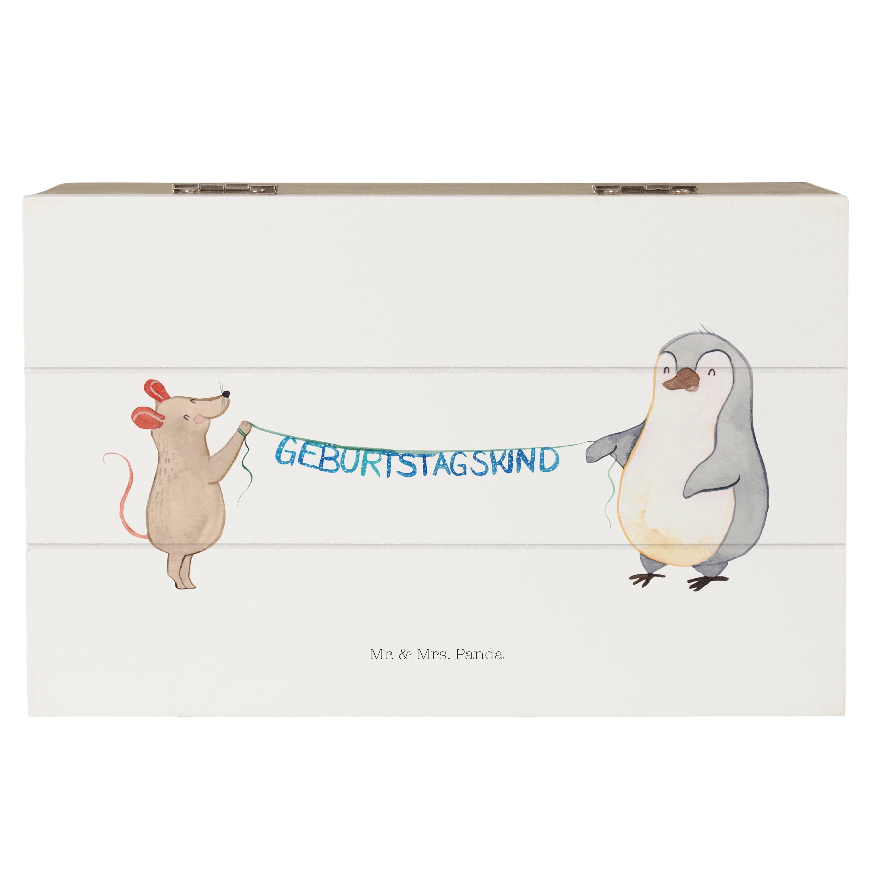 Mr. & Mrs. Panda Dekokiste Maus Pinguin Geburtstag - Weiß - Geschenk, Erinnerungsbox, Happy Birt (1 St)