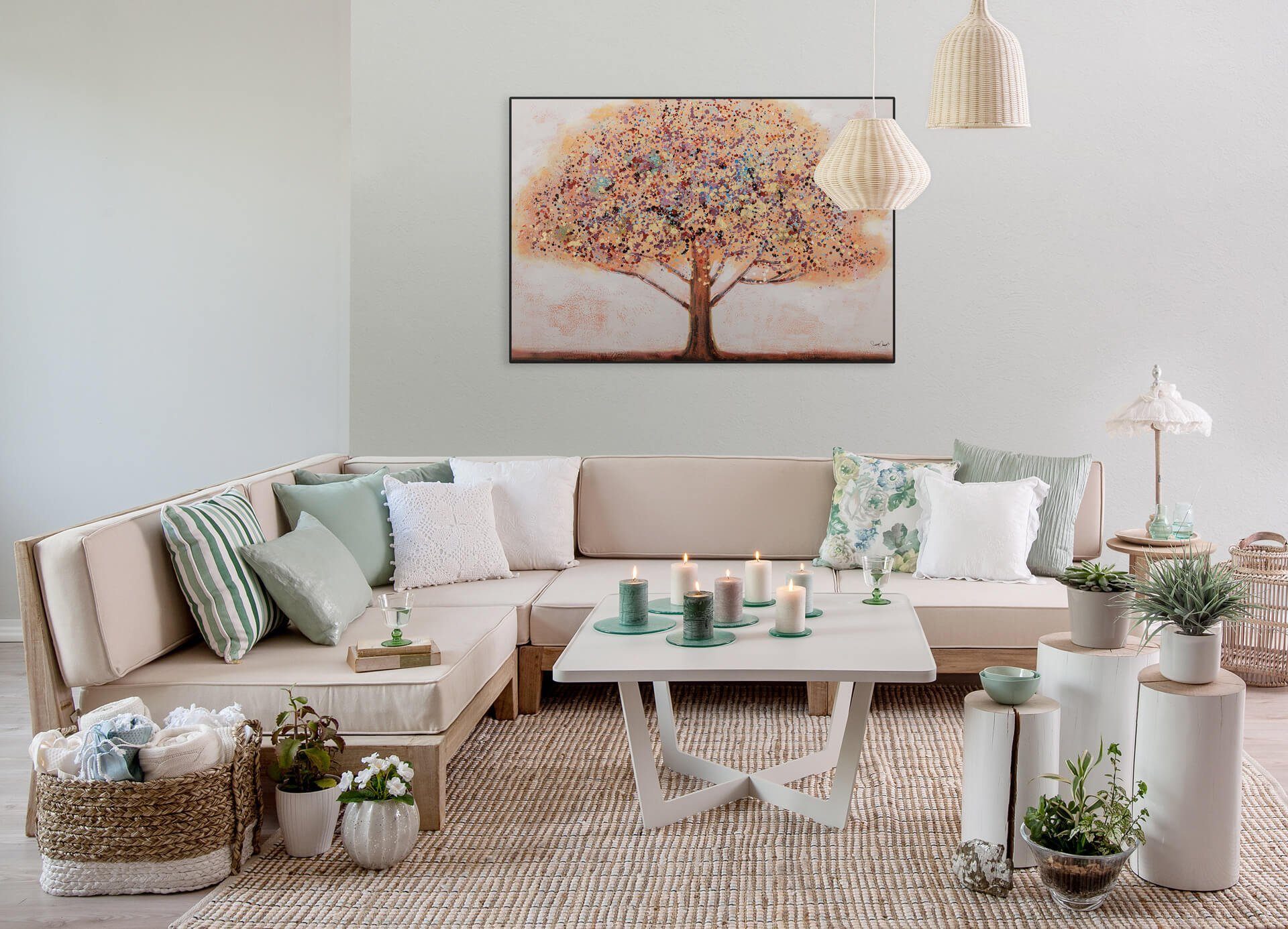 100% 100x70 Leinwandbild cm, Baum Wandbild Wohnzimmer KUNSTLOFT Erinnerung Gemälde HANDGEMALT der