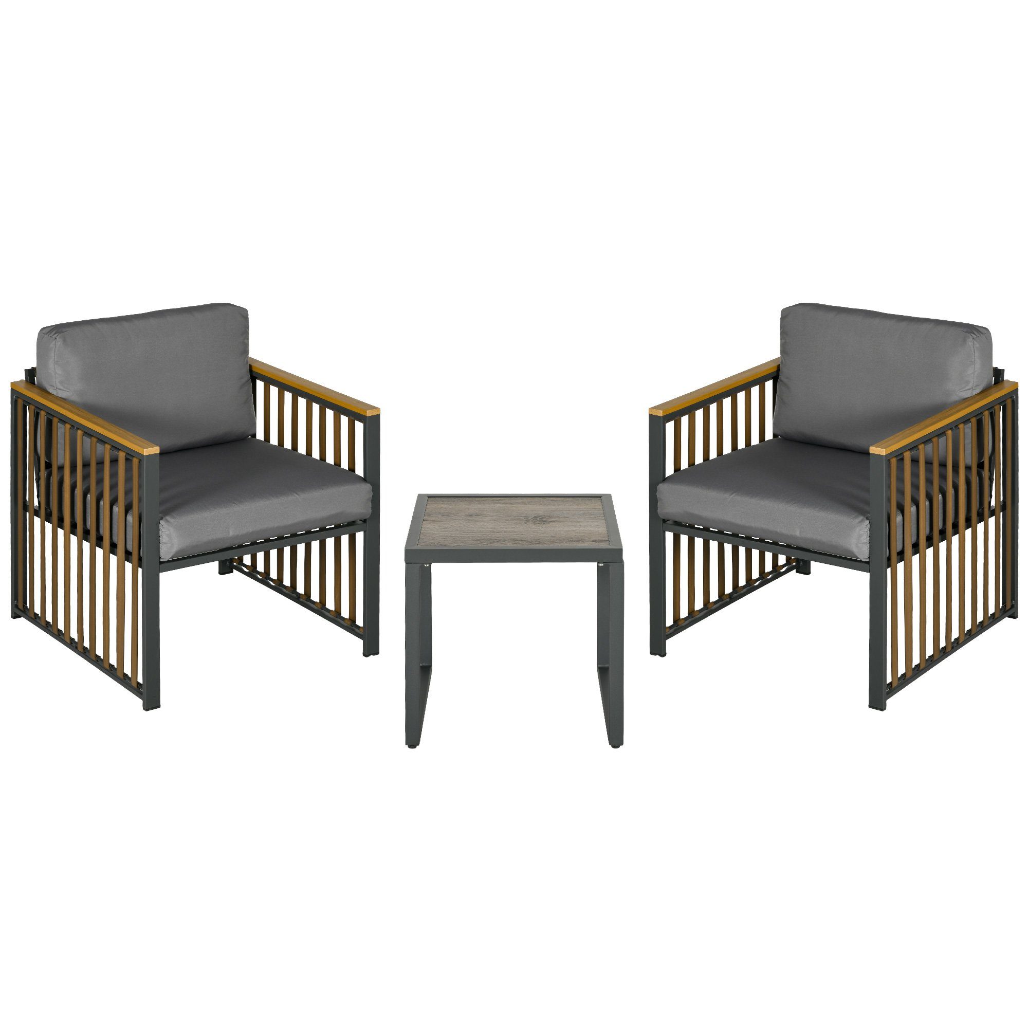 Outsunny Gartenlounge-Set Gartenmöbel, (Rattan-Gartenmöbel, 3-tlg., Gartengarnitur), für Terrasse, Grau