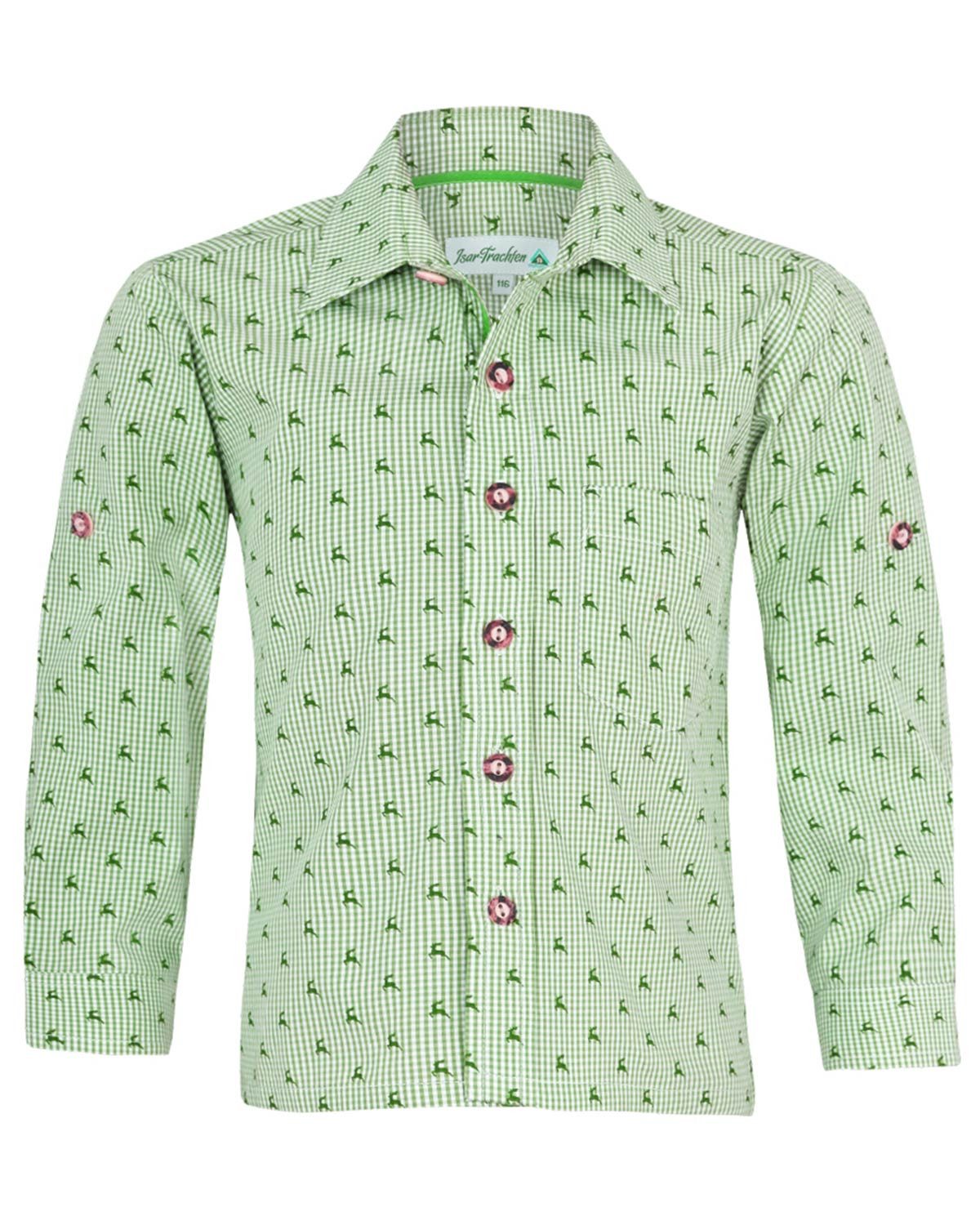 Isar-Trachten Trachtenhemd Kinder Trachtenhemd 'Malte' Hirschdesign 52913, G