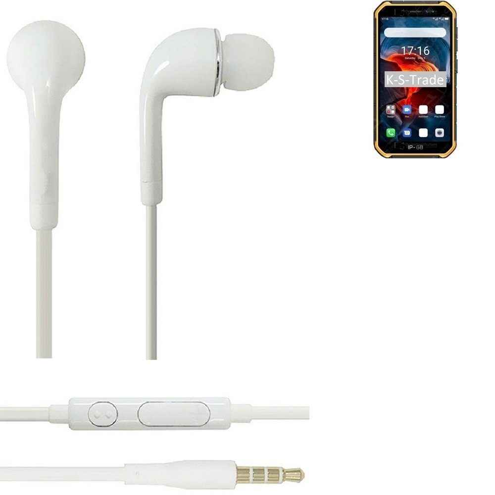 K-S-Trade für Ulefone Armor X7 Pro In-Ear-Kopfhörer (Kopfhörer Headset mit Mikrofon u Lautstärkeregler weiß 3,5mm)