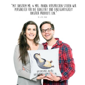 Mr. & Mrs. Panda Dekokissen Pinguin lachend - Weiß - Geschenk, Kissenhülle, Humor, Motivkissen, h