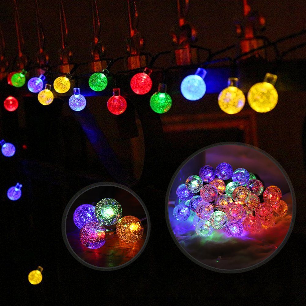 Salcar LED Solarleuchte LED Solarleuchten Garten Kugel Lichterkette Außen Solar Gartenleuchte, Warmweiß, Bunt, Bunt, 5M 10LED Lichterkette – Bild 4 von 5