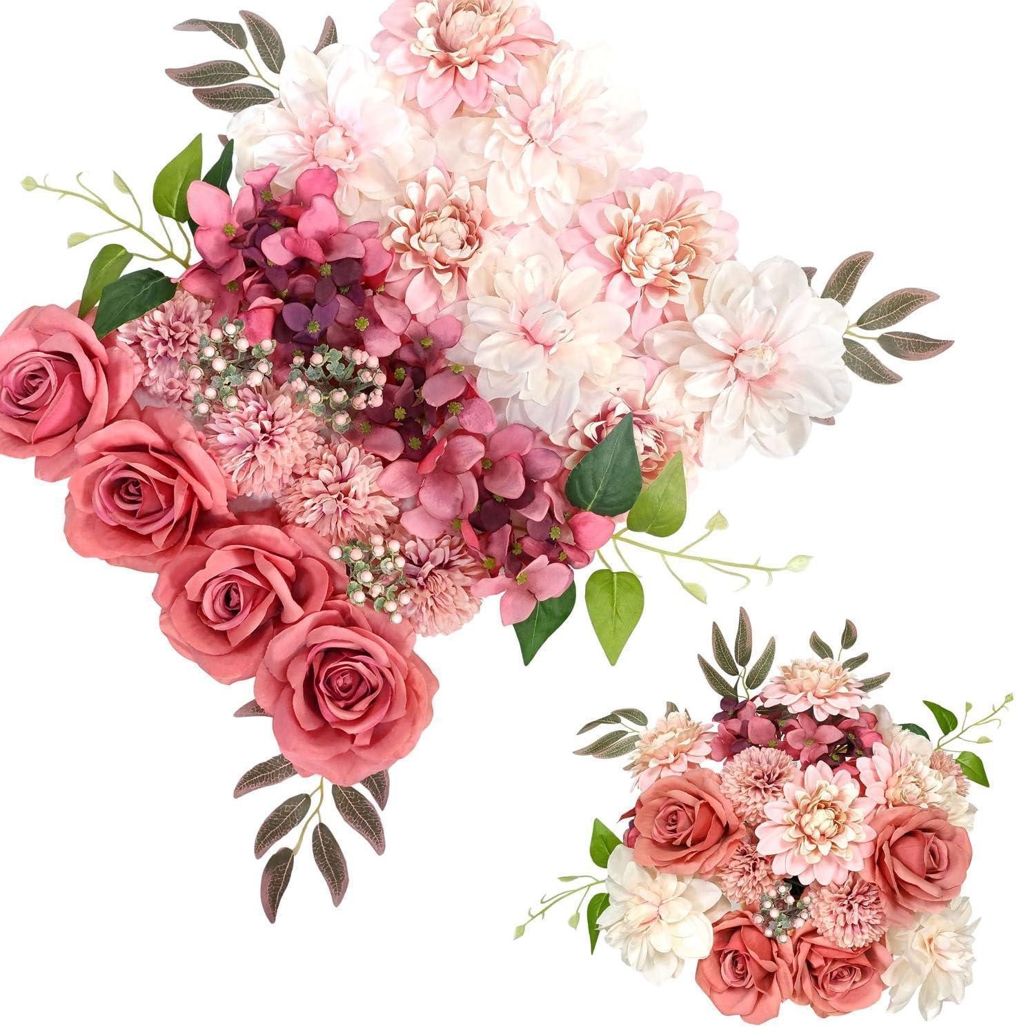 Kunstblume Deko Blumen Set Dusty Rot Rosa, LuxusKollektion