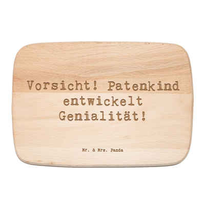 Mr. & Mrs. Panda Frühstücksbrett Geniales Patenkind - Transparent - Geschenk, Holzbrett, Küchenbrett, Birkenholz, (1-St), Umweltfreundliches Material