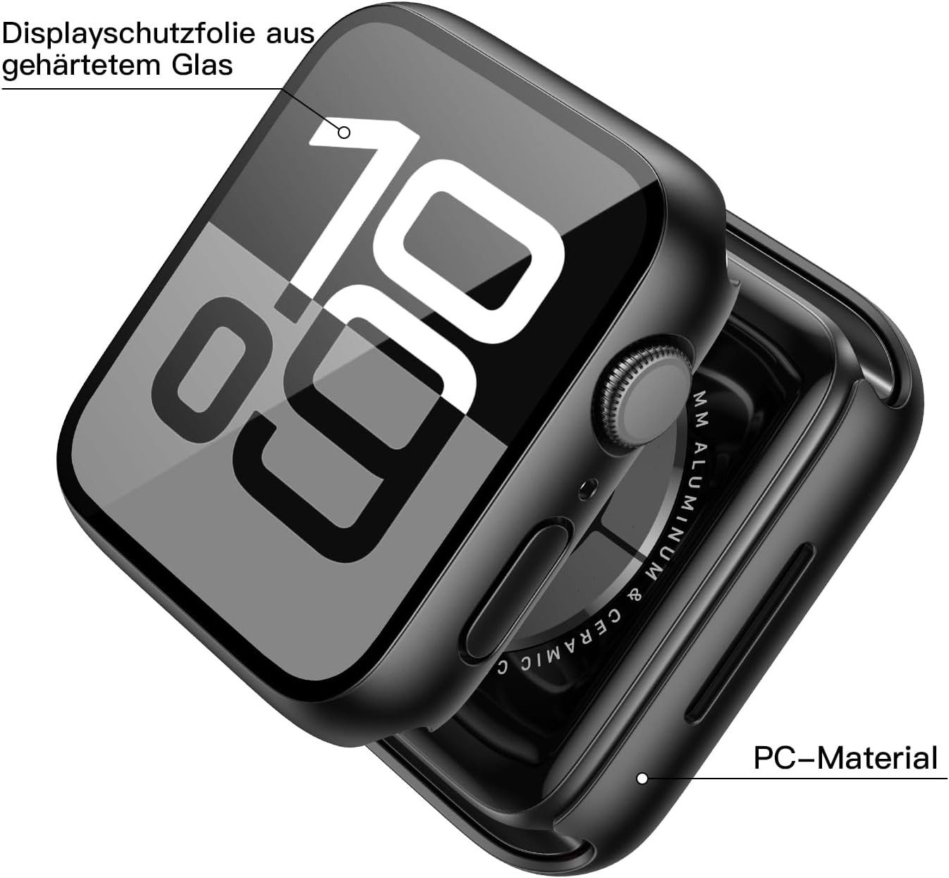 MSM Smartwatch-Hülle Hülle für Apple Watch Series 10 Case 42mm 46mm Display Schutzglas 9H – Bild 4 von 5